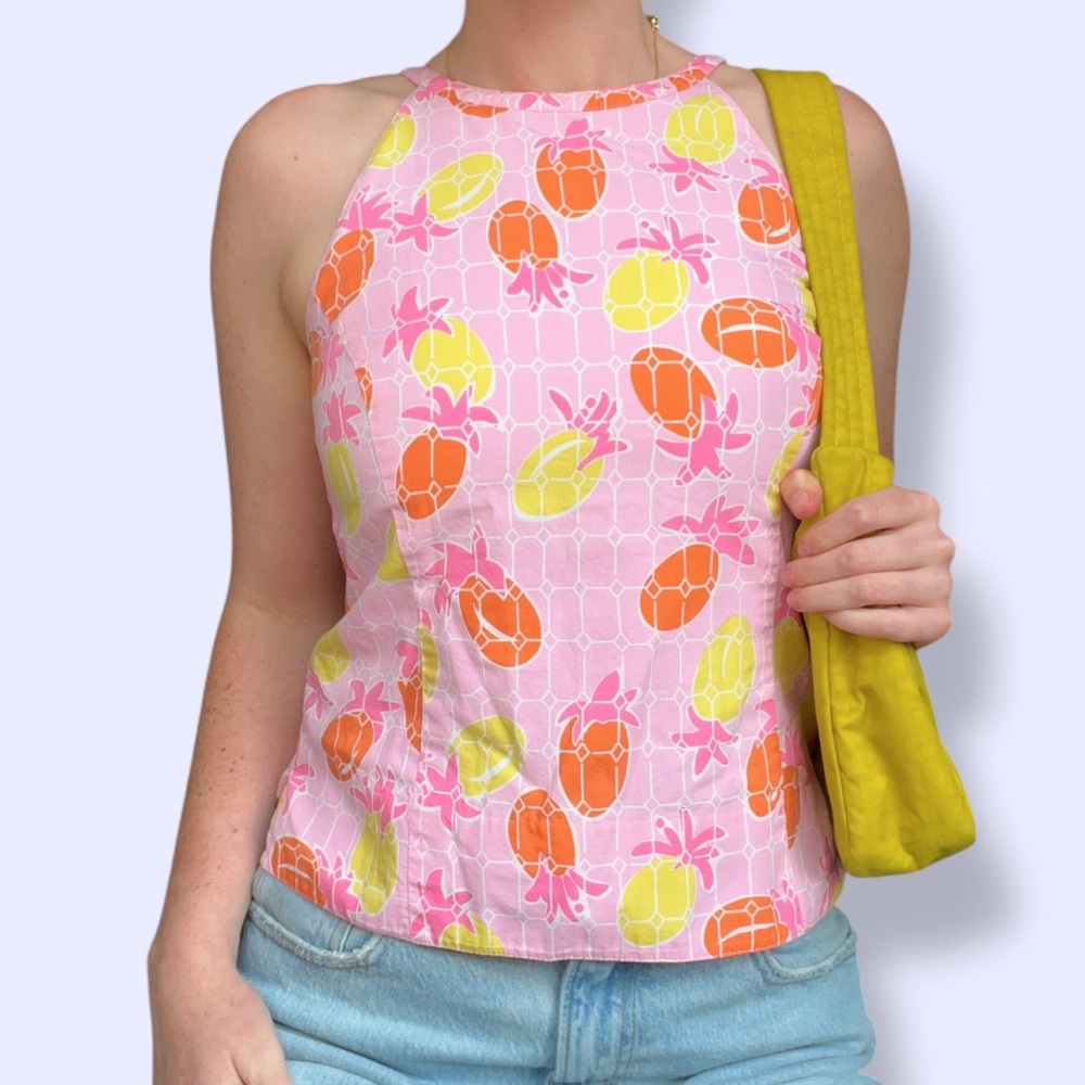 Vintage Lilly Pulitzer Pink Pineapple Halter Tank
